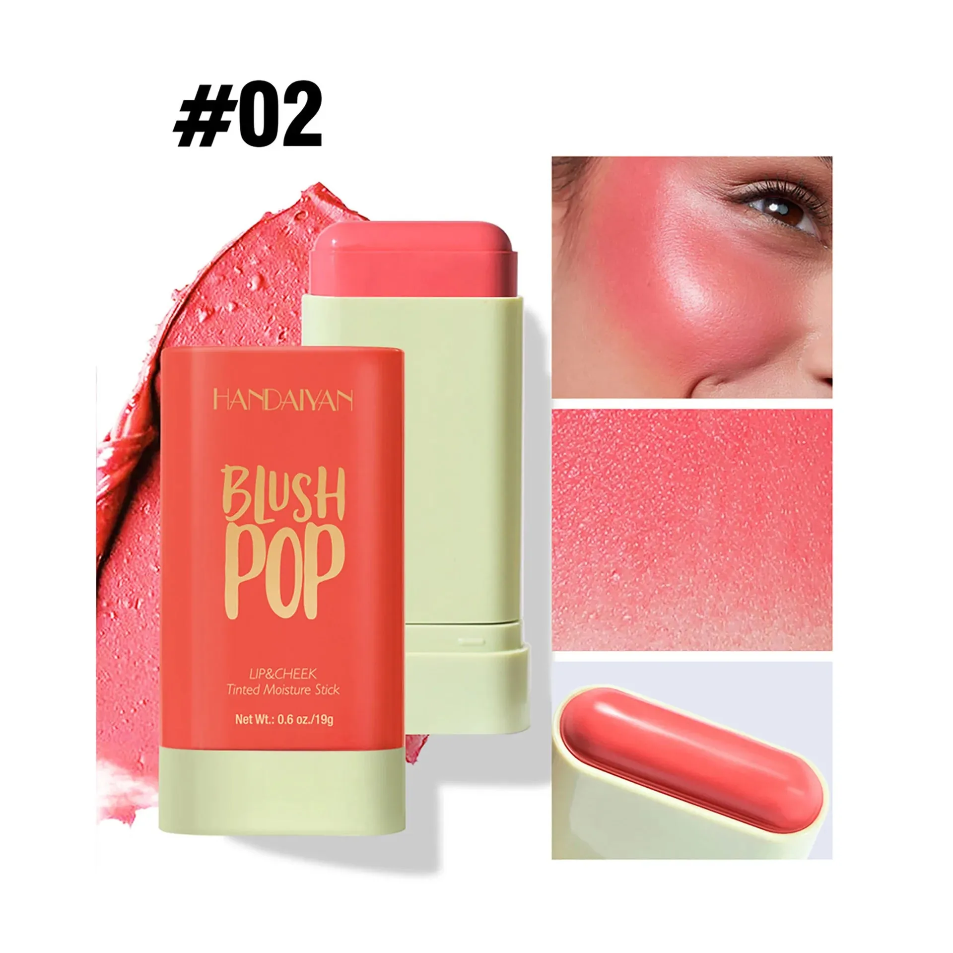 Handaiyan Matte Glitter Face Cream Blusher Smooth Cheek Lip Eye Mousse Blush Highlighter Stick Rouge Waterproof Contour Makeup