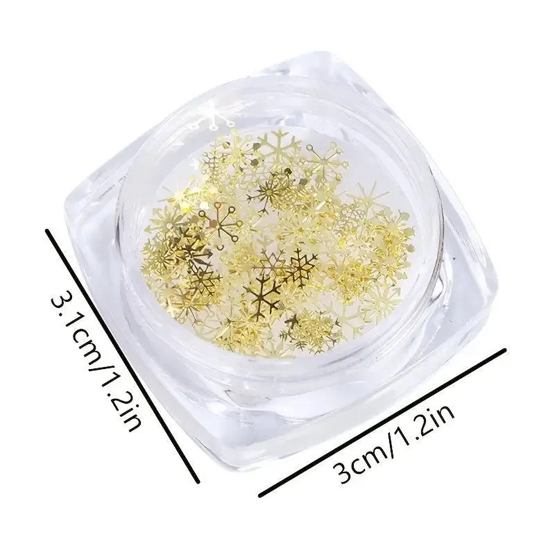 Snowflakes Nail Art Glitter Decals Christmas Nail Stickers Nail Sequins Paillette 3D Sparkly Nail Flakes